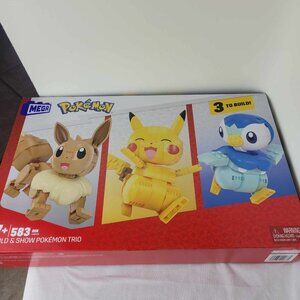 New Pokémon Mega Construx Build & Show Trio, 583 pieces Pikachu, Eevee, and Pipl